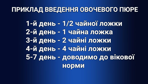 схема-таблиця введення овочевого пюре дитині