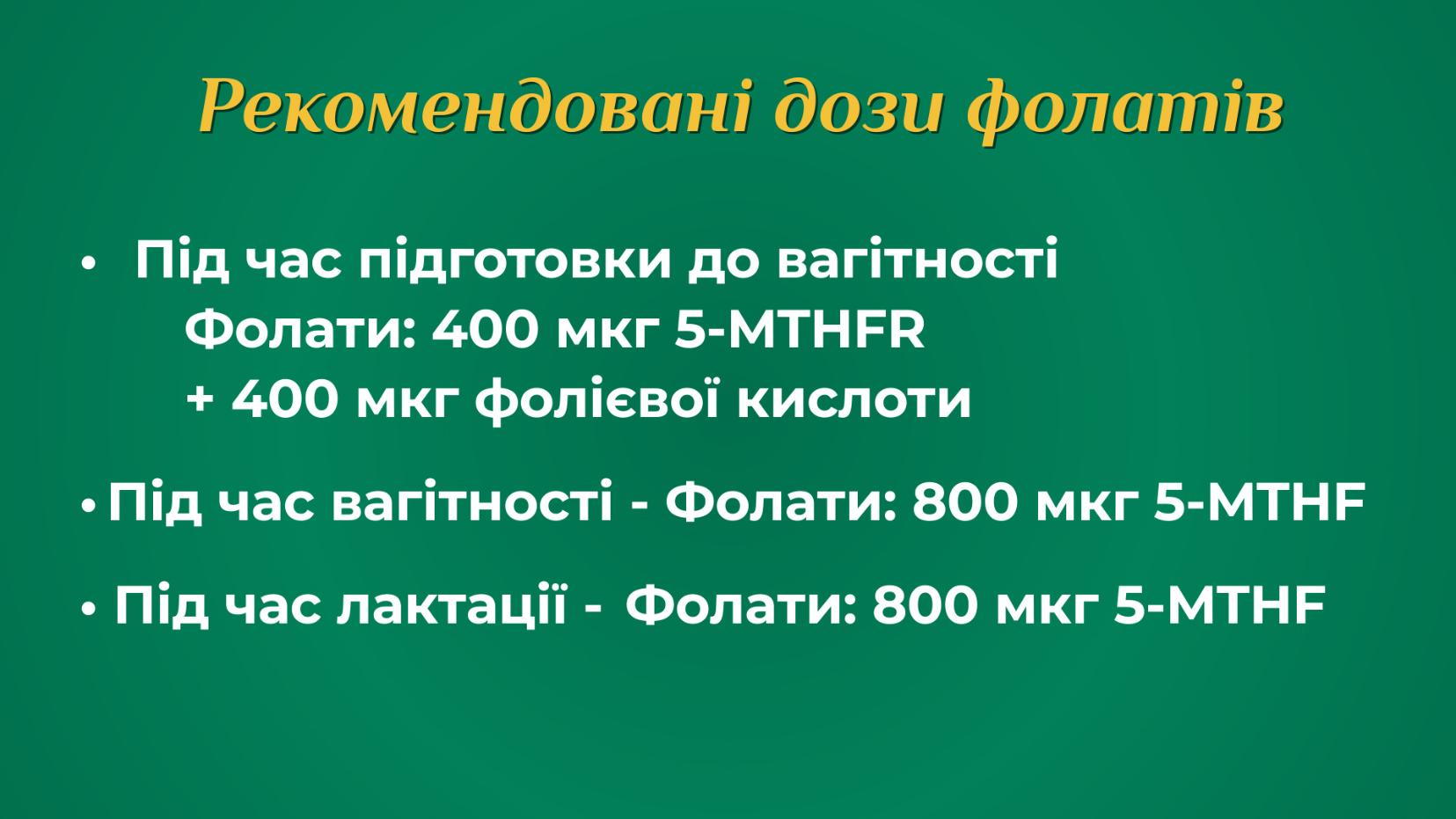 Фолати. Рекомендовані дози для вагітних. Дози фолатів у період лактації