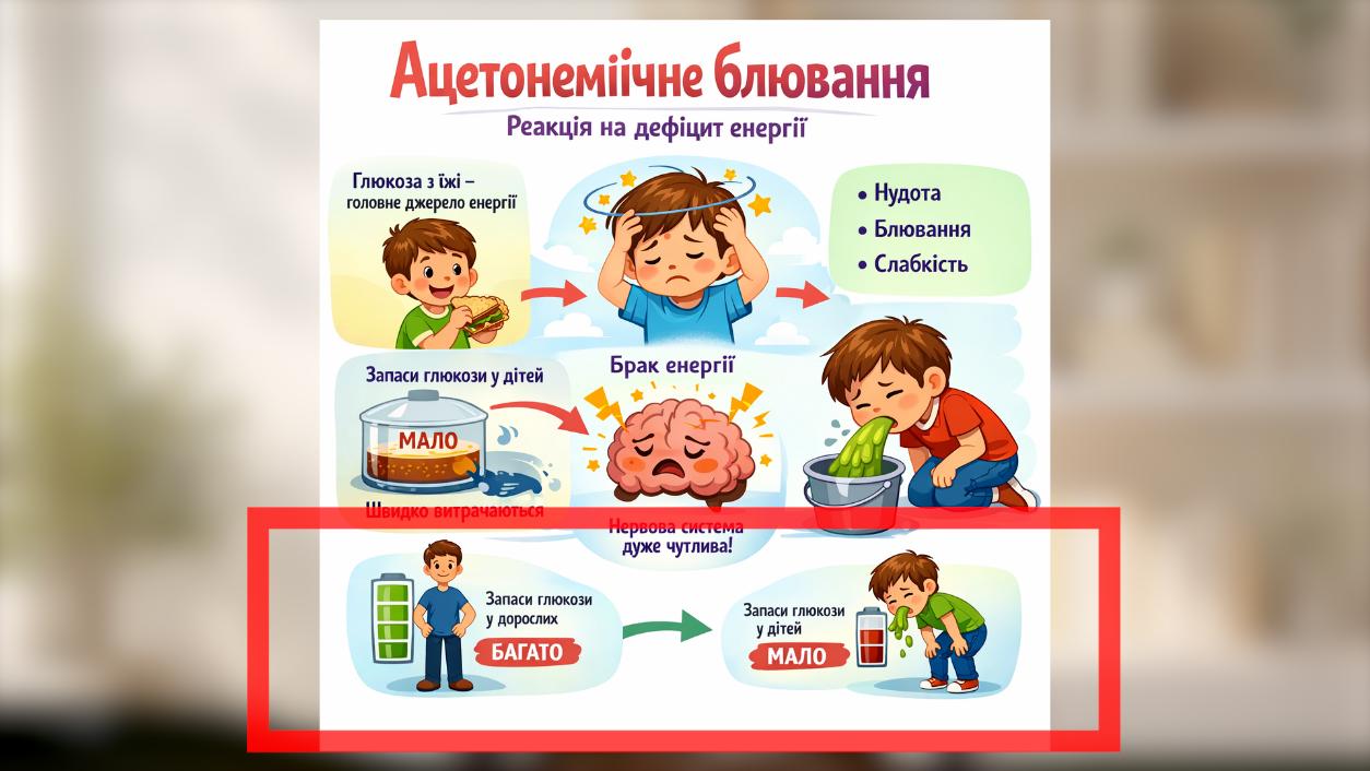 ацетонемічне блювання у дітей причини симптоми та ознаки 